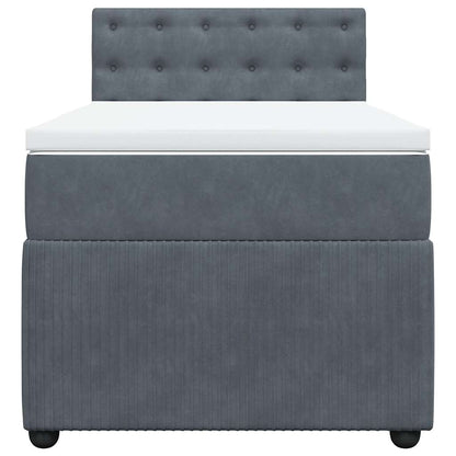 Giroletto a Molle con Materasso Grigio Scuro 80x200 cm Velluto