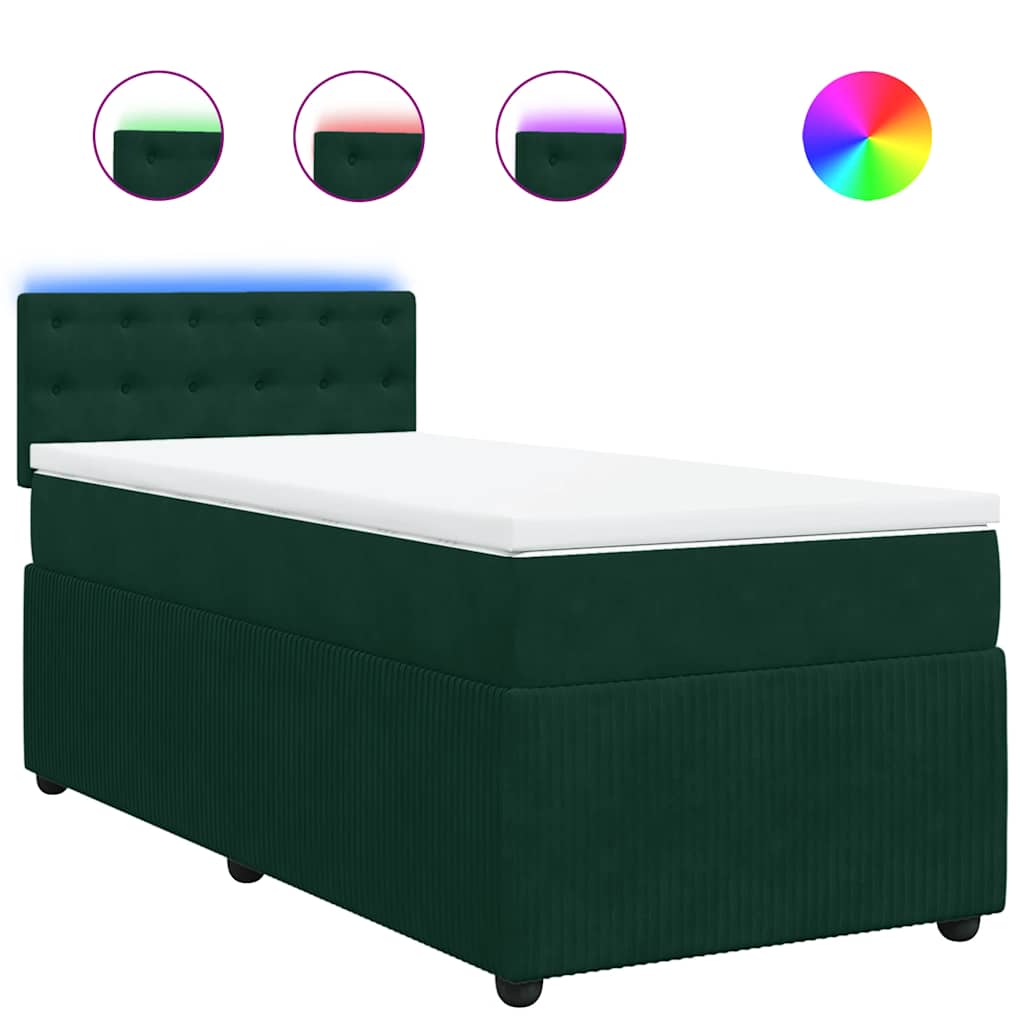 Giroletto a Molle con Materasso Verde Scuro 80x200 cm Velluto | homemem39