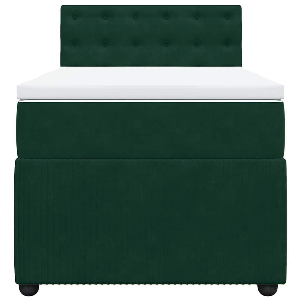 Giroletto a Molle con Materasso Verde Scuro 80x200 cm Velluto