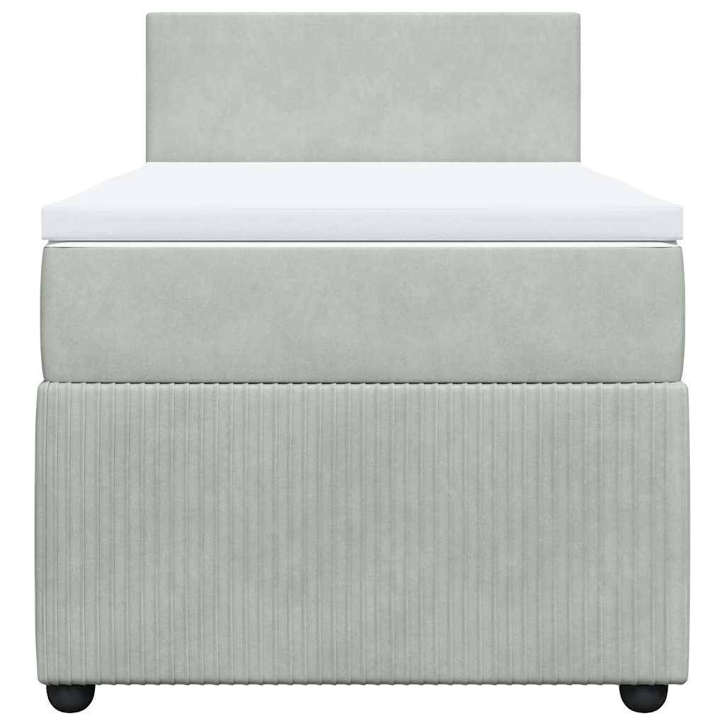 Giroletto a Molle con Materasso Grigio Chiaro 90x190 cm Velluto
