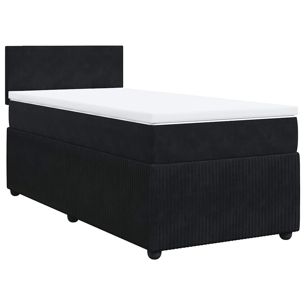 Giroletto a Molle con Materasso Nero 90x190 cm in Velluto