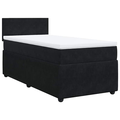 Giroletto a Molle con Materasso Nero 90x190 cm in Velluto