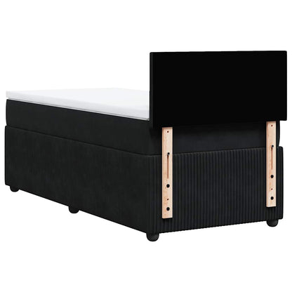 Giroletto a Molle con Materasso Nero 90x190 cm in Velluto