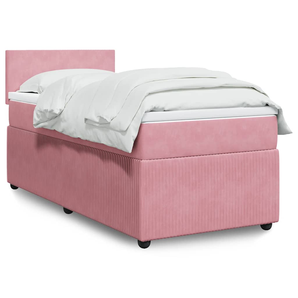 Giroletto a Molle con Materasso Rosa 90x190 cm in Velluto | homemem39