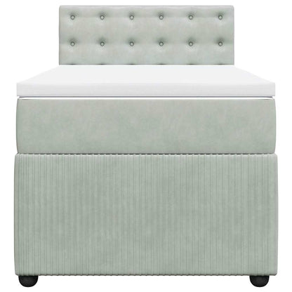 Giroletto a Molle con Materasso Grigio Chiaro 90x190 cm Velluto