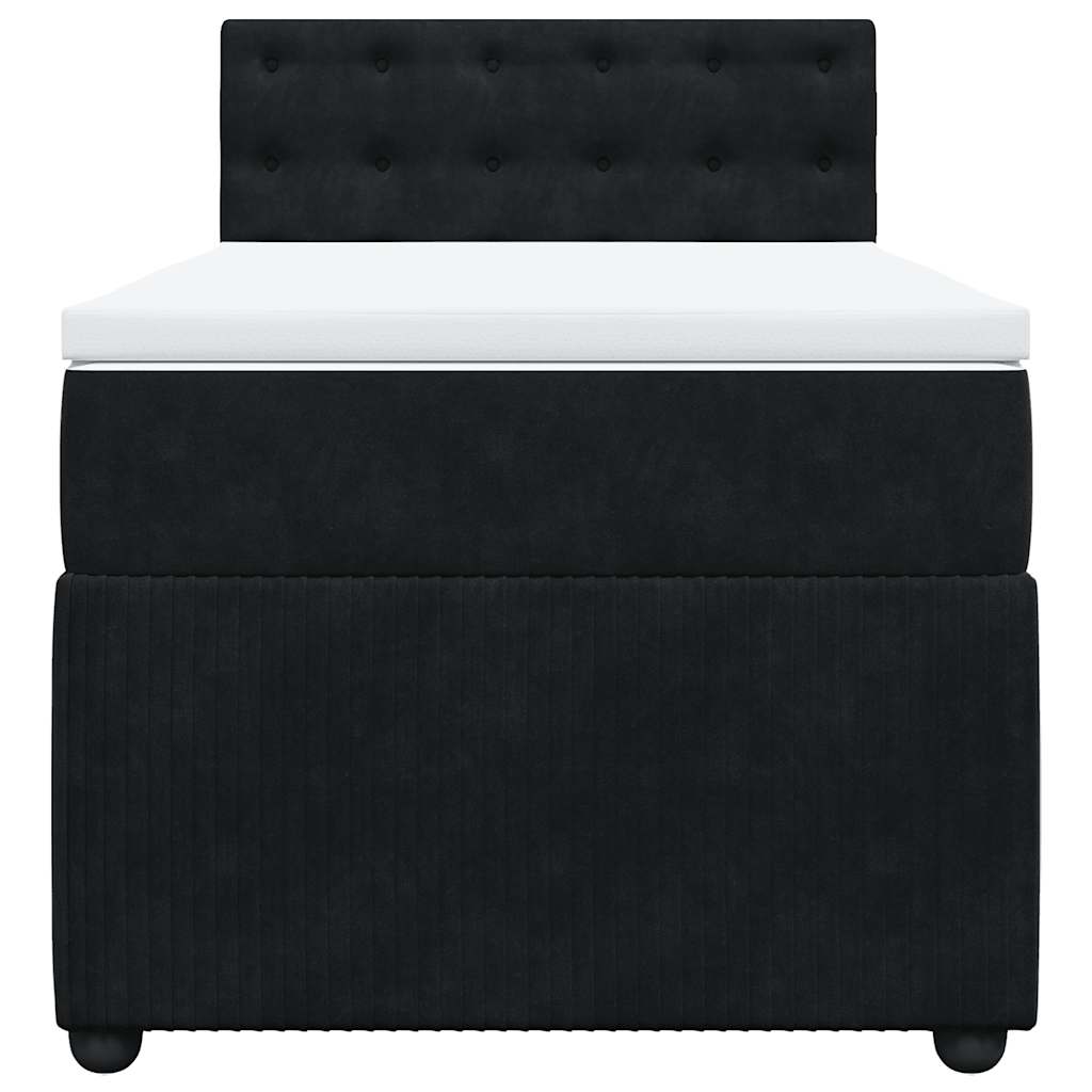 Giroletto a Molle con Materasso Nero 90x190 cm in Velluto