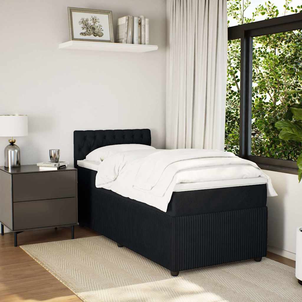 Giroletto a Molle con Materasso Nero 90x190 cm in Velluto | homemem39