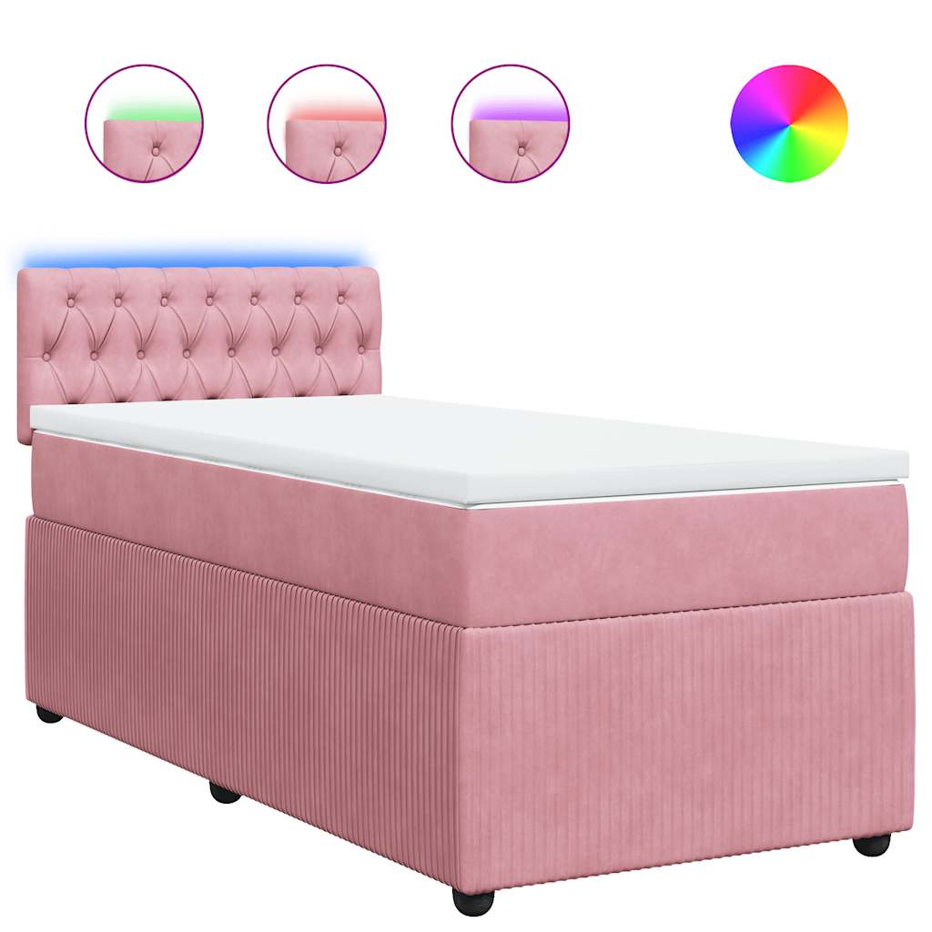 Giroletto a Molle con Materasso Rosa 90x190 cm in Velluto