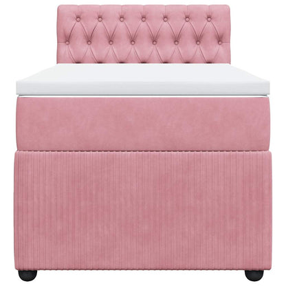 Giroletto a Molle con Materasso Rosa 90x190 cm in Velluto