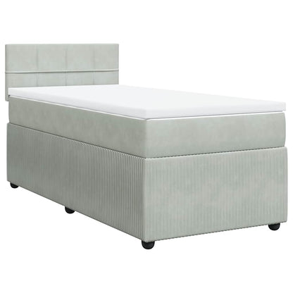 Giroletto a Molle con Materasso Grigio Chiaro 90x190 cm Velluto