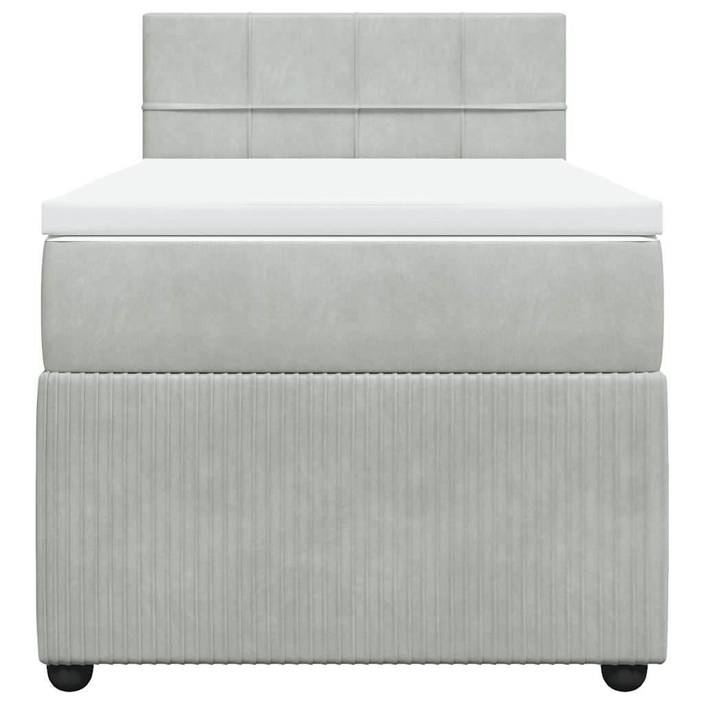 Giroletto a Molle con Materasso Grigio Chiaro 90x190 cm Velluto
