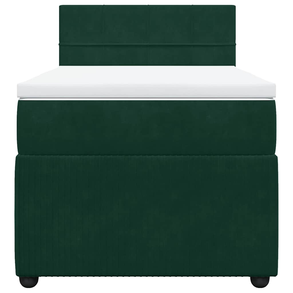 Giroletto a Molle con Materasso Verde Scuro 90x190 cm Velluto