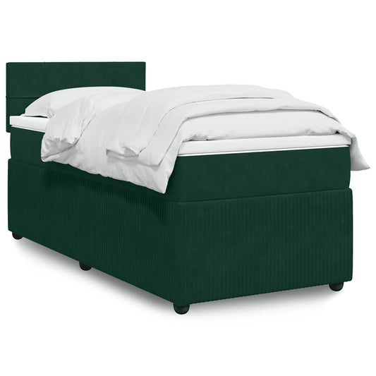 Giroletto a Molle con Materasso Verde Scuro 90x190 cm Velluto