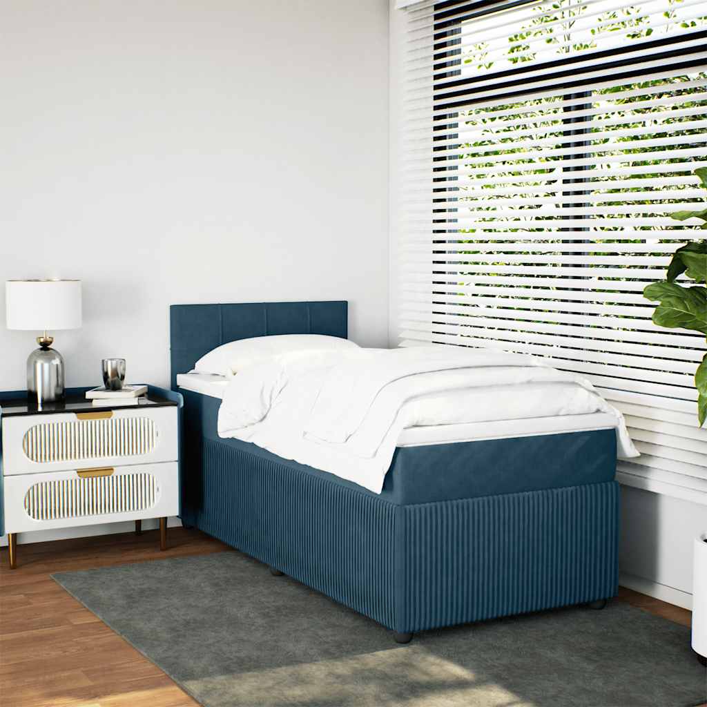 Giroletto a Molle con Materasso Blu 90x190 cm in Velluto