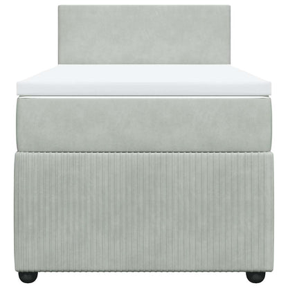Giroletto a Molle con Materasso Grigio Chiaro 90x200 cm Velluto