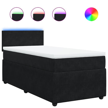 Giroletto a Molle con Materasso Nero 90x200 cm in Velluto