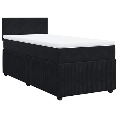 Giroletto a Molle con Materasso Nero 90x200 cm in Velluto