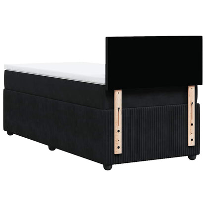 Giroletto a Molle con Materasso Nero 90x200 cm in Velluto