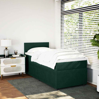 Giroletto a Molle con Materasso Verde Scuro 90x200 cm Velluto