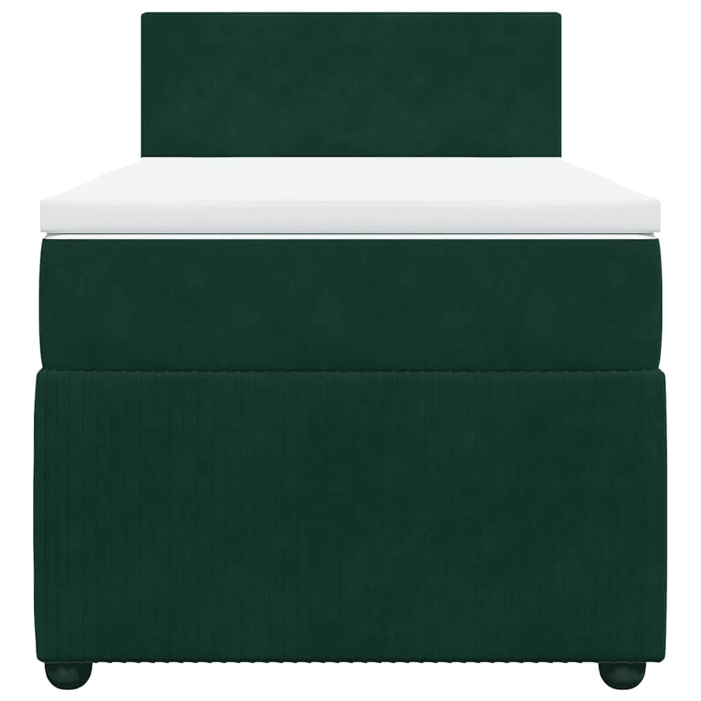 Giroletto a Molle con Materasso Verde Scuro 90x200 cm Velluto