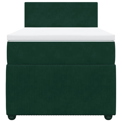 Giroletto a Molle con Materasso Verde Scuro 90x200 cm Velluto