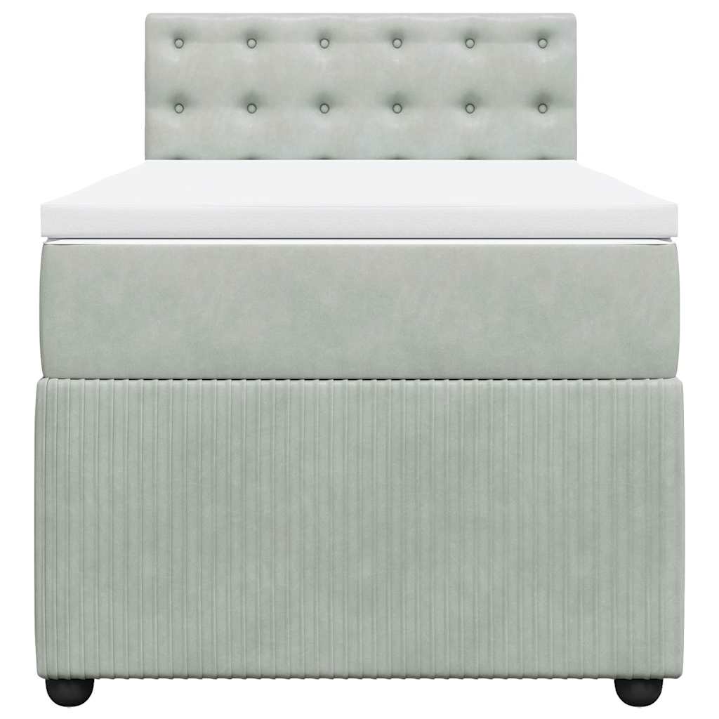 Giroletto a Molle con Materasso Grigio Chiaro 90x200 cm Velluto