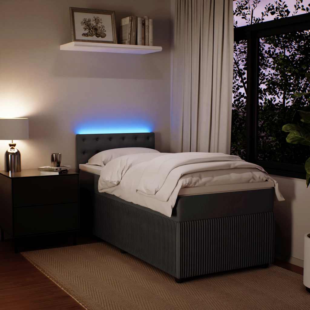 Giroletto a Molle con Materasso Grigio Scuro 90x200 cm Velluto - homemem39