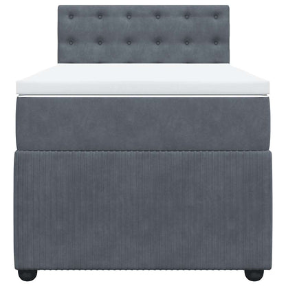 Giroletto a Molle con Materasso Grigio Scuro 90x200 cm Velluto