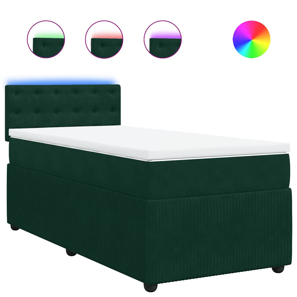 Giroletto a Molle con Materasso Verde Scuro 90x200 cm Velluto