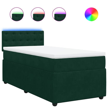 Giroletto a Molle con Materasso Verde Scuro 90x200 cm Velluto