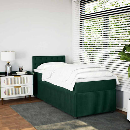 Giroletto a Molle con Materasso Verde Scuro 90x200 cm Velluto