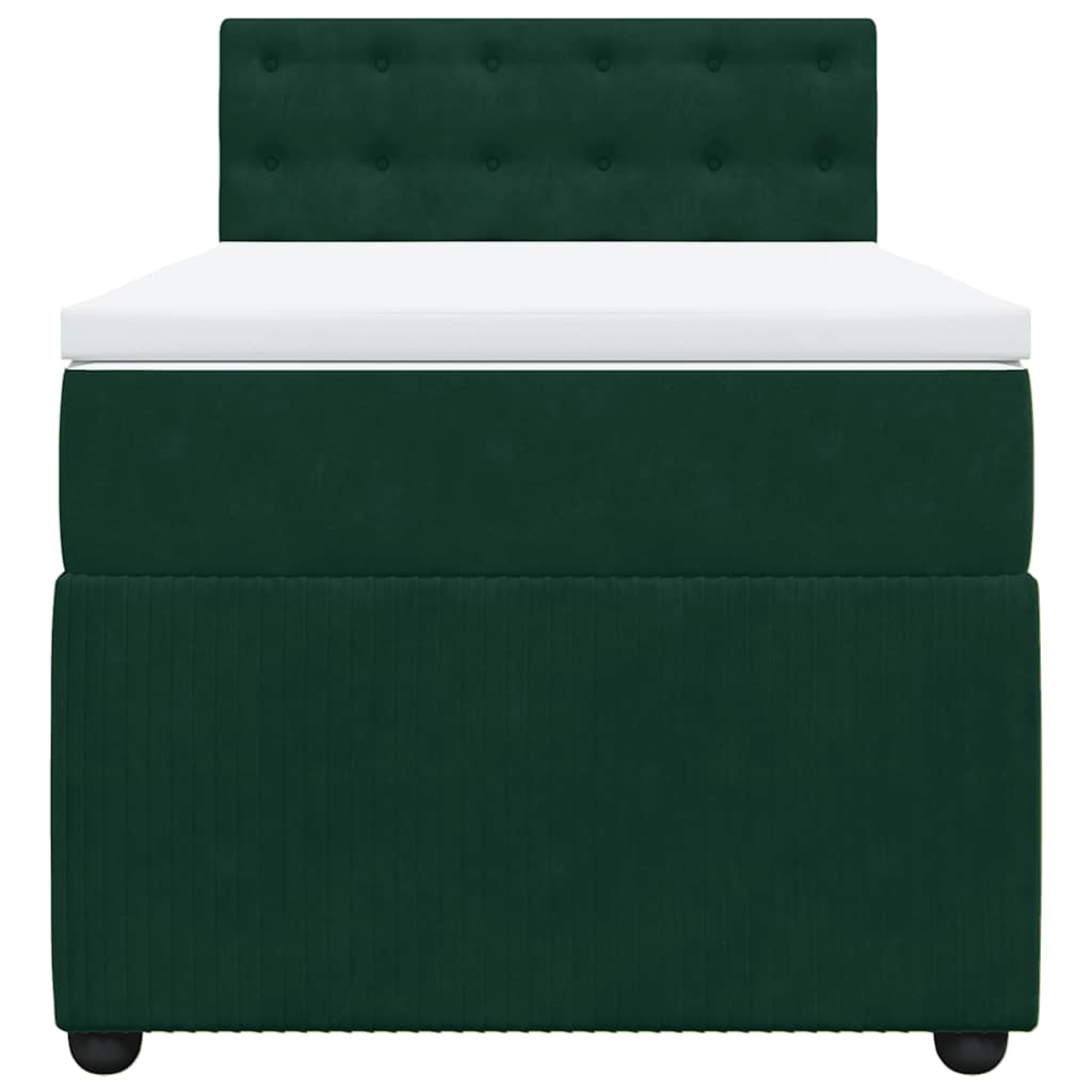Giroletto a Molle con Materasso Verde Scuro 90x200 cm Velluto