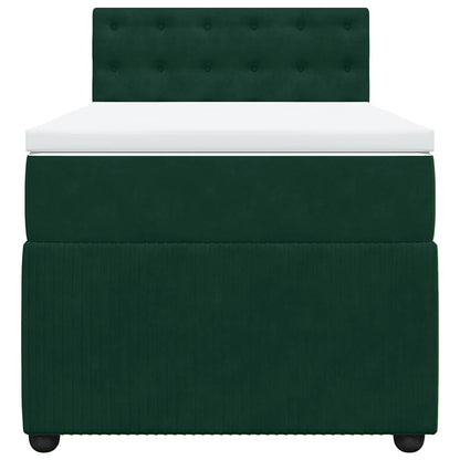 Giroletto a Molle con Materasso Verde Scuro 90x200 cm Velluto