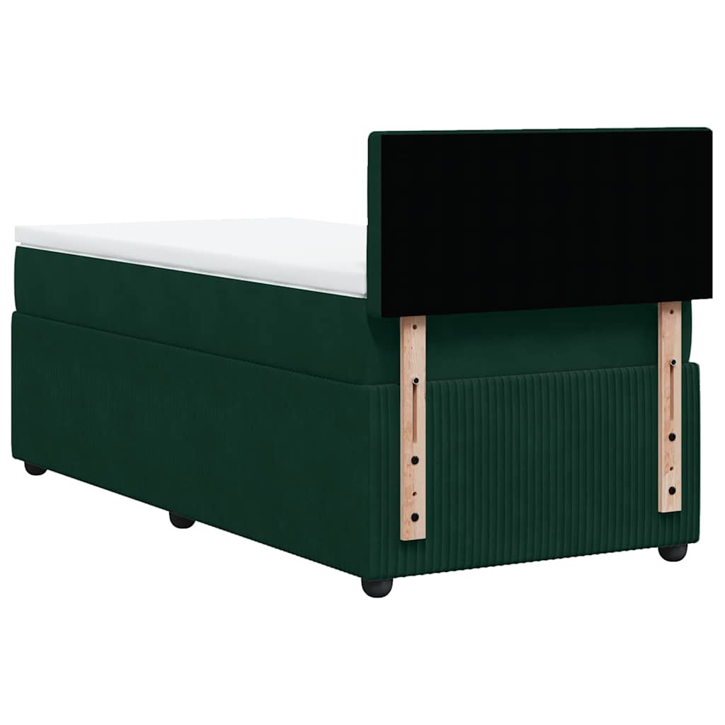 Giroletto a Molle con Materasso Verde Scuro 90x200 cm Velluto