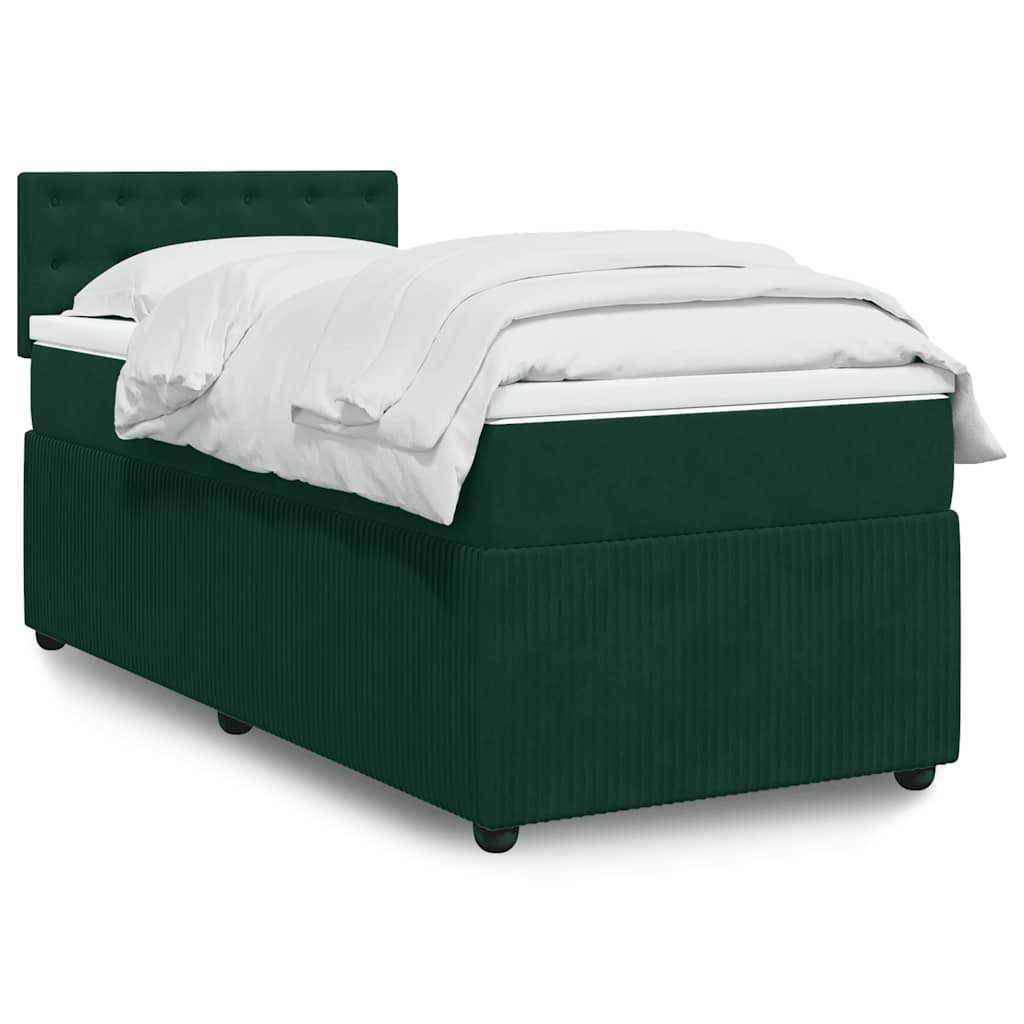 Giroletto a Molle con Materasso Verde Scuro 90x200 cm Velluto