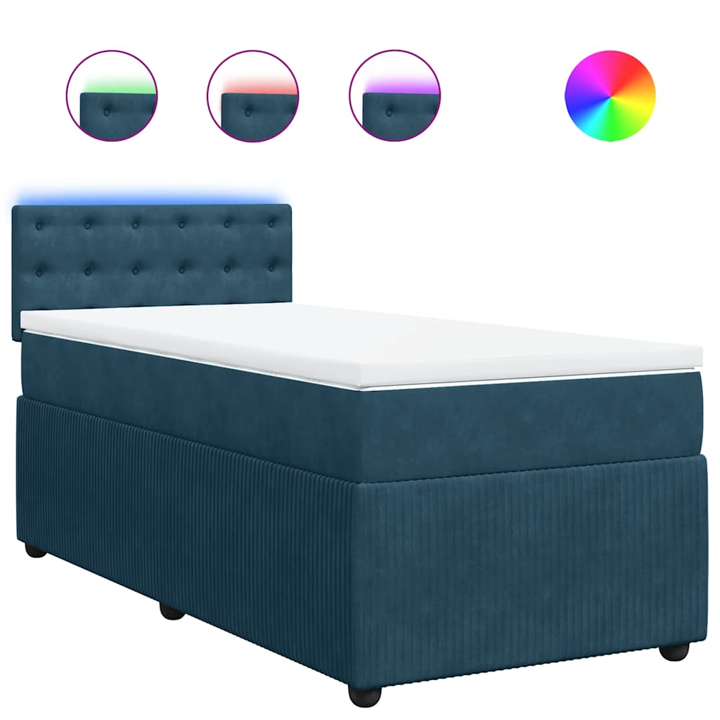 Giroletto a Molle con Materasso Blu 90x200 cm in Velluto | homemem39