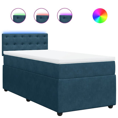Giroletto a Molle con Materasso Blu 90x200 cm in Velluto | homemem39
