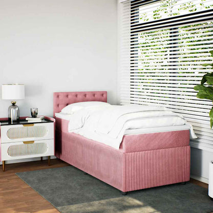 Giroletto a Molle con Materasso Rosa 90x200 cm in Velluto