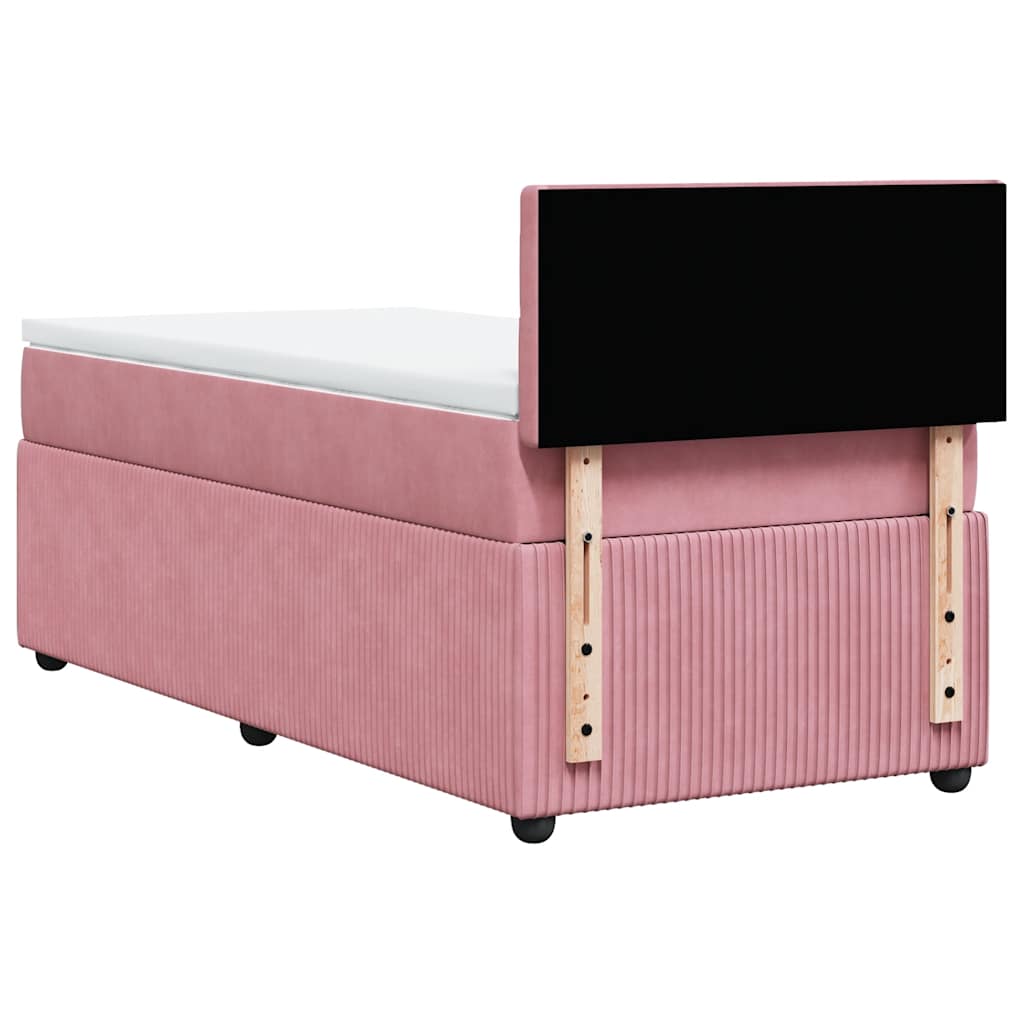 Giroletto a Molle con Materasso Rosa 90x200 cm in Velluto