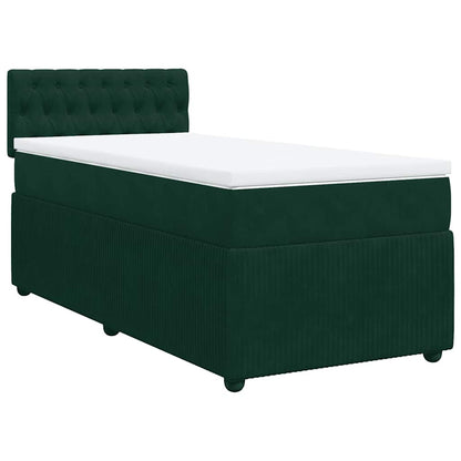 Giroletto a Molle con Materasso Verde Scuro 90x200 cm Velluto