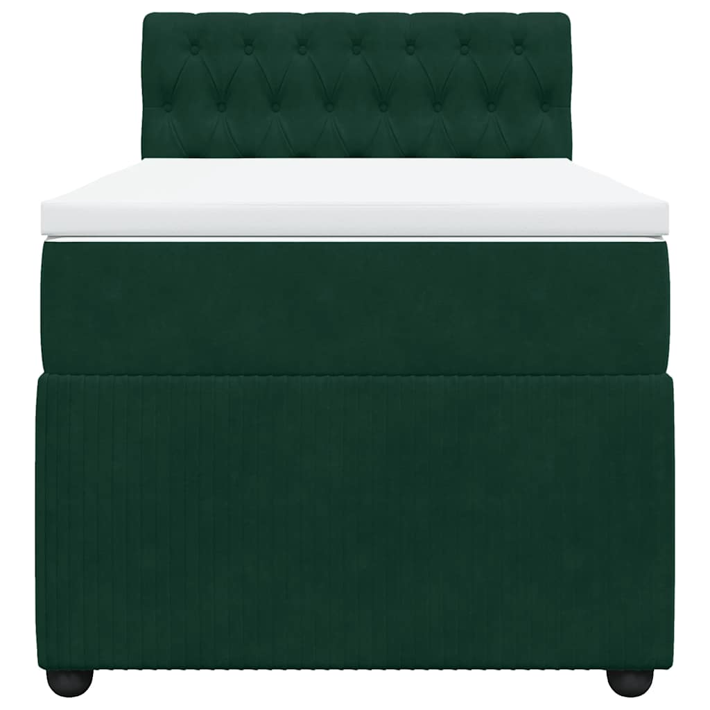 Giroletto a Molle con Materasso Verde Scuro 90x200 cm Velluto