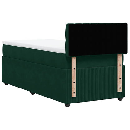 Giroletto a Molle con Materasso Verde Scuro 90x200 cm Velluto
