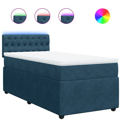Giroletto a Molle con Materasso Blu 90x200 cm in Velluto | homemem39