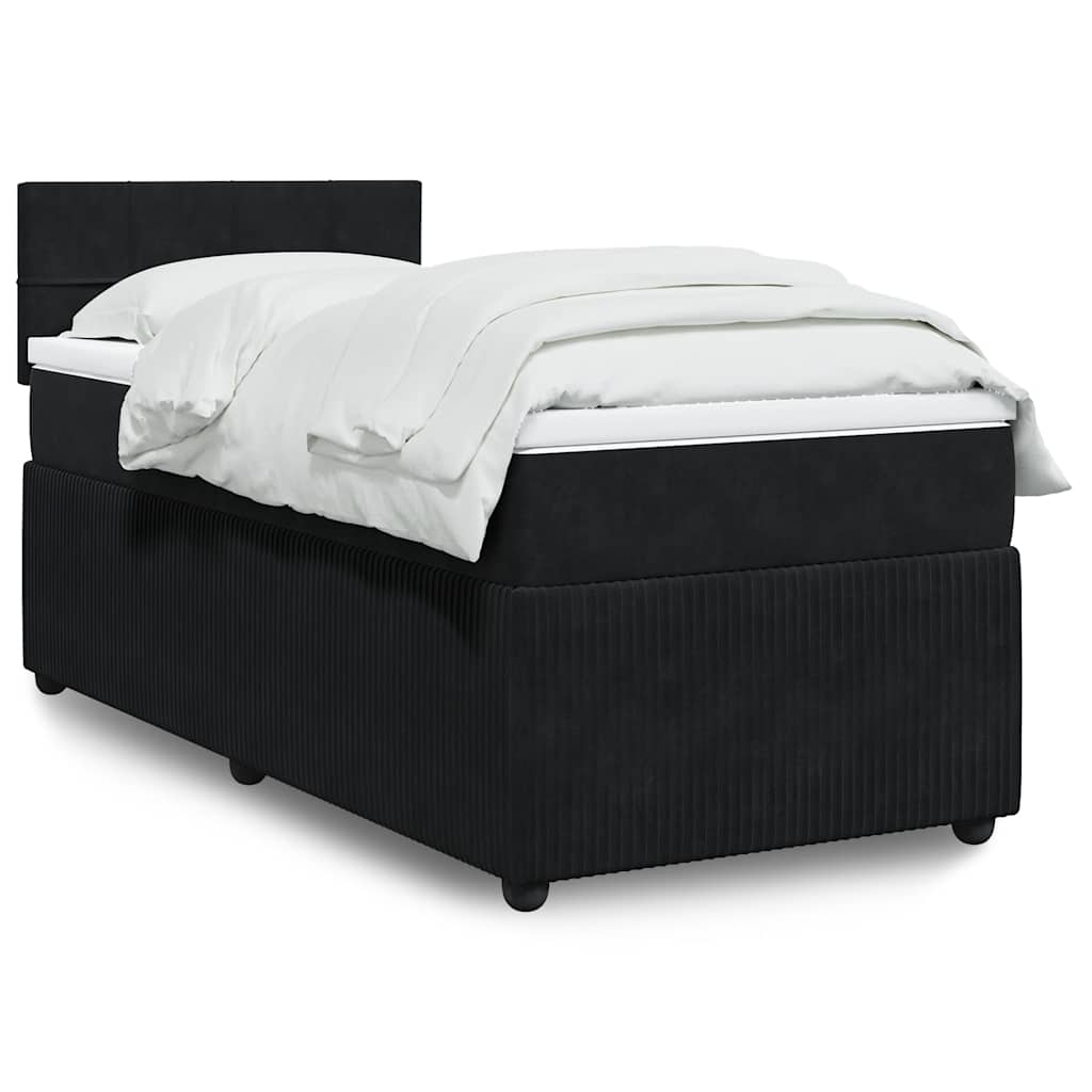 Giroletto a Molle con Materasso Nero 90x200 cm in Velluto