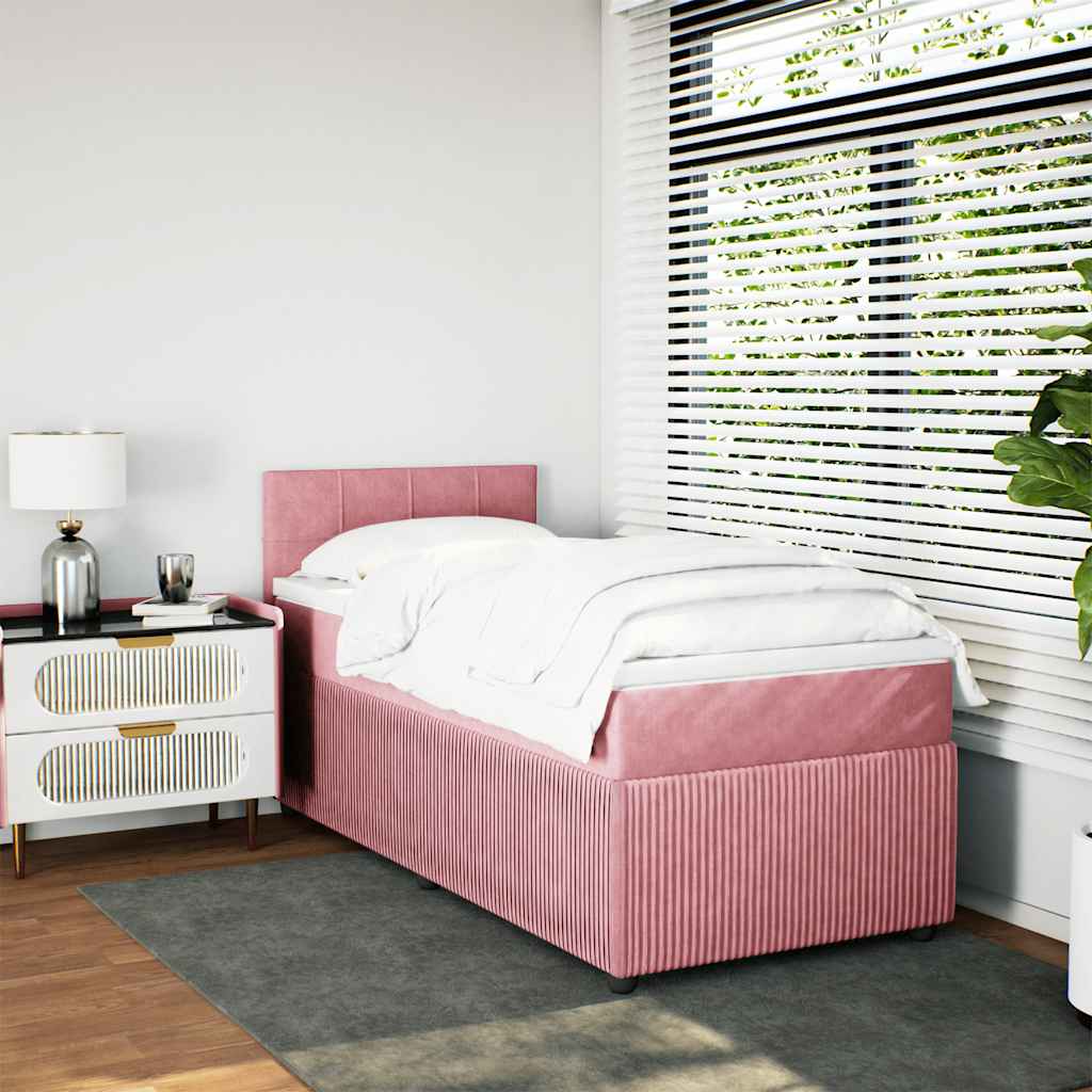 Giroletto a Molle con Materasso Rosa 90x200 cm in Velluto