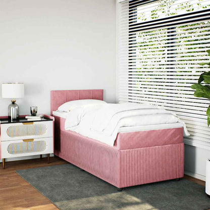Giroletto a Molle con Materasso Rosa 90x200 cm in Velluto