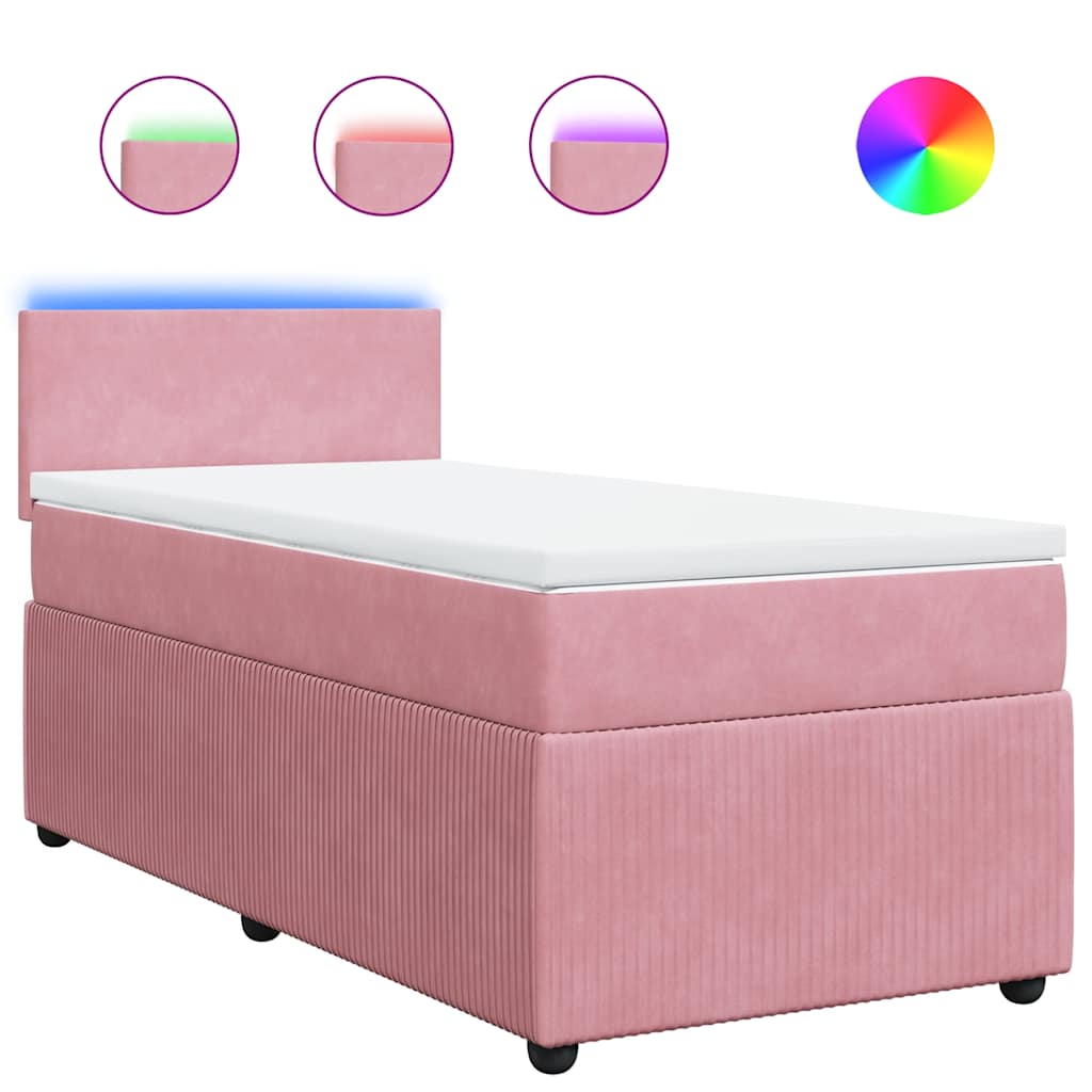 Giroletto a Molle con Materasso Rosa 100x200 cm in Velluto | homemem39