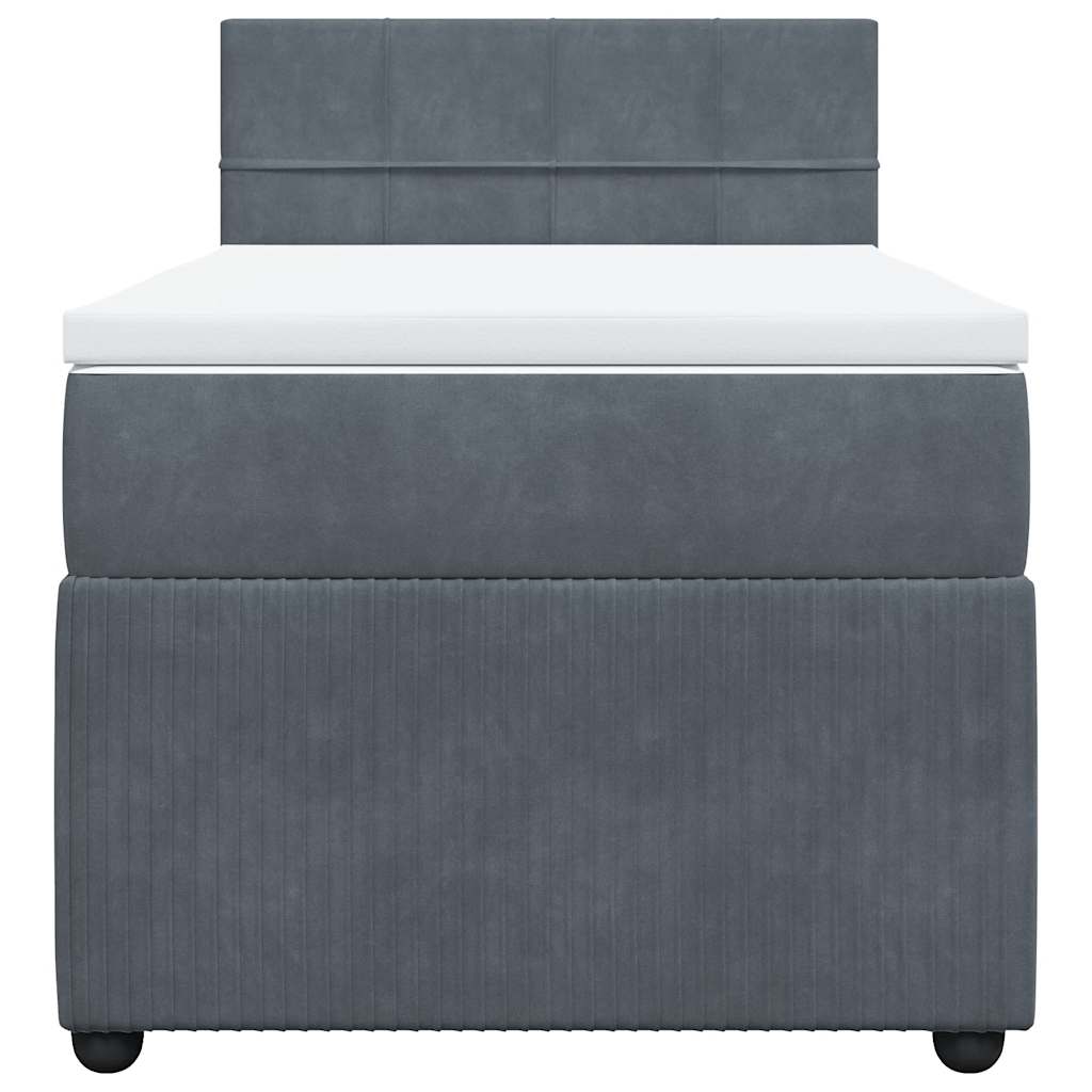 Giroletto a Molle con Materasso Grigio Scuro 100x200 cm Velluto
