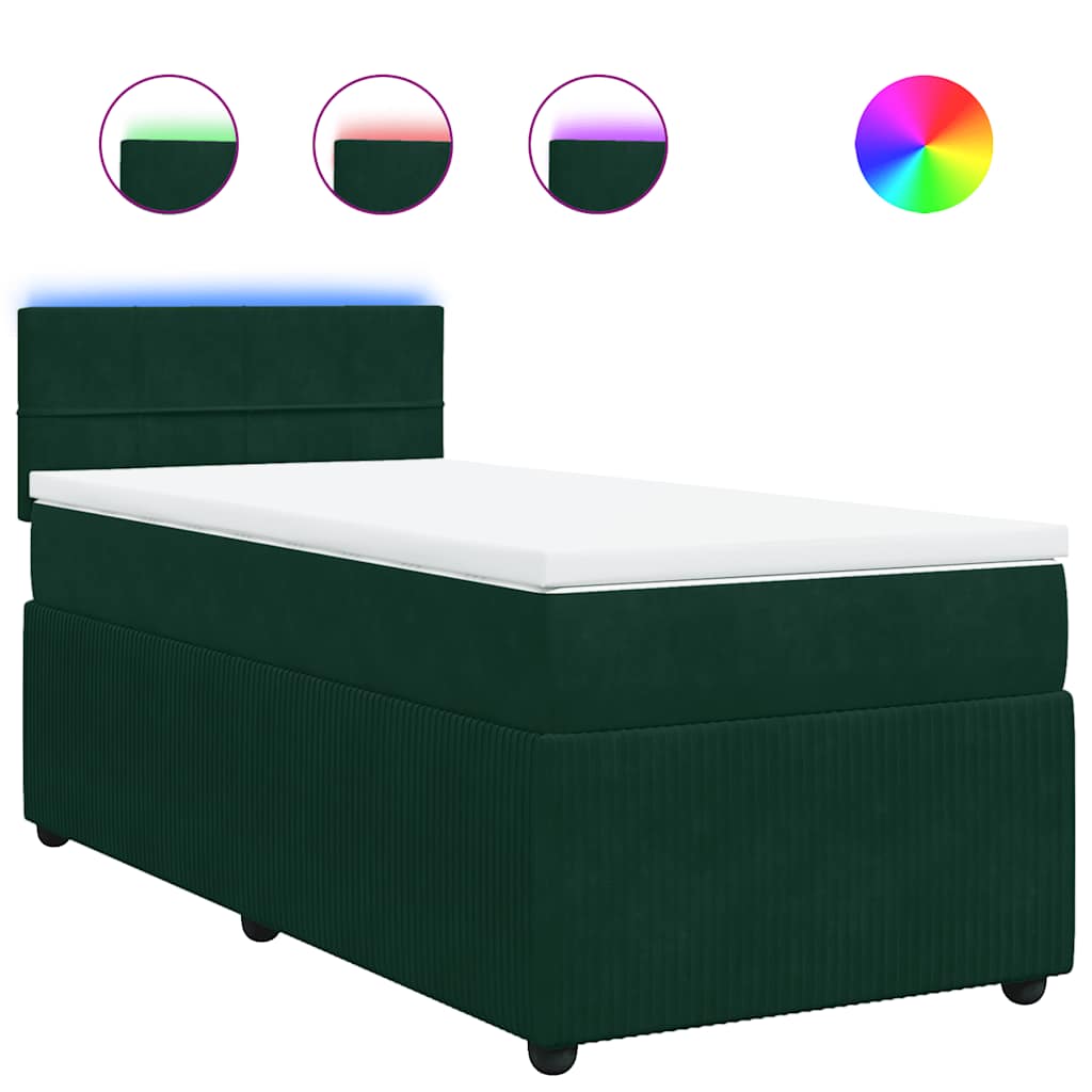 Giroletto a Molle con Materasso Verde Scuro 100x200 cm Velluto