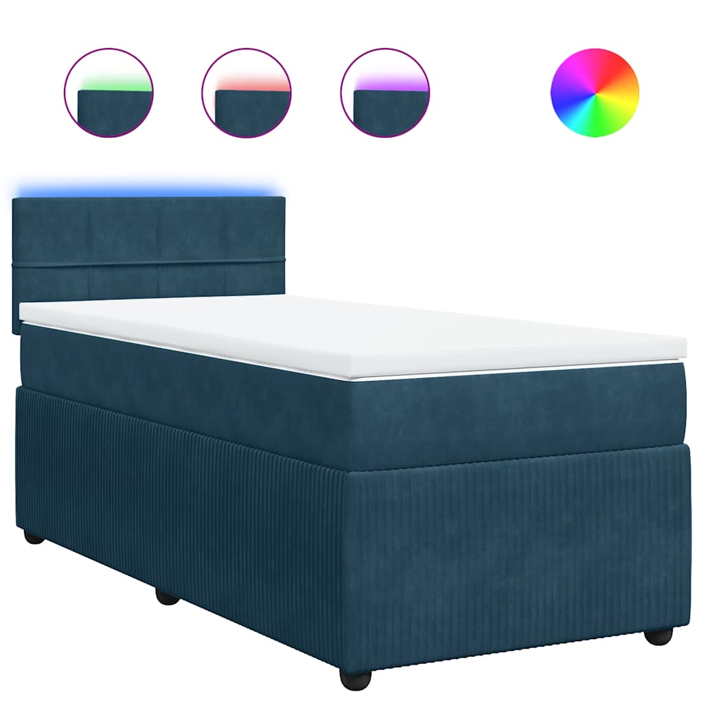 Giroletto a Molle con Materasso Blu 100x200 cm in Velluto | homemem39